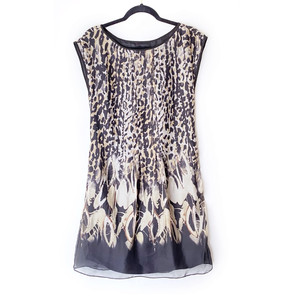 ZARA Basic Animal Print Silk Blend Chiffon Dress